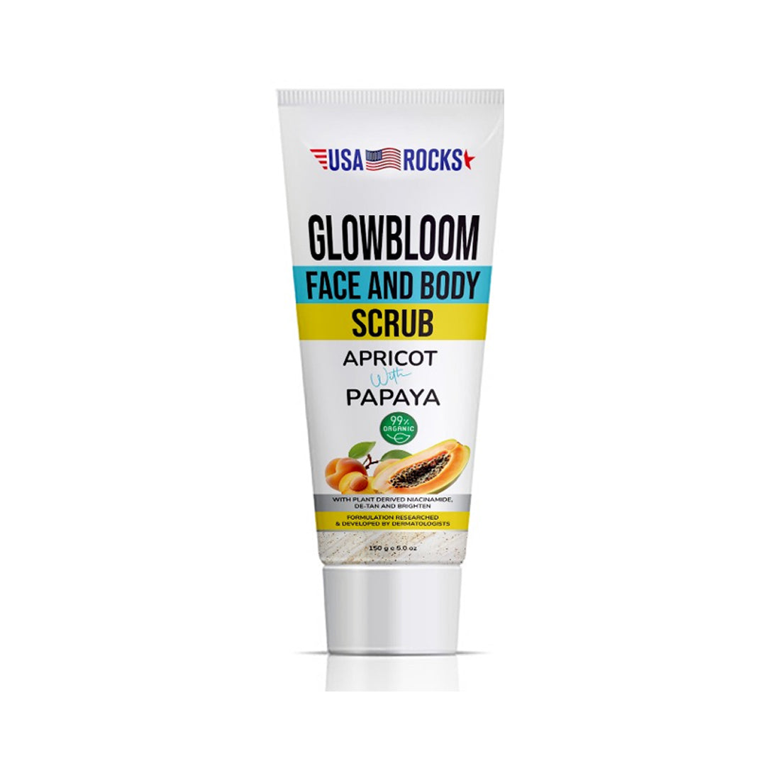 USA ROCKS FACE & BODY SCRUB - APRICOT WITH PAPAYA