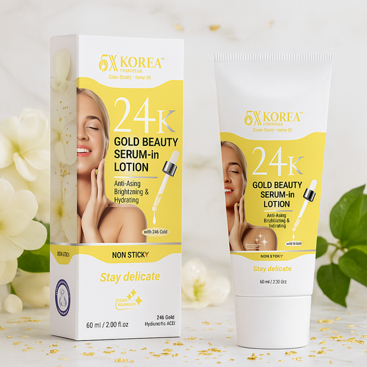 24k gold infused skincare with hyaluronic acid, aloe vera and green tea for hydration and radiance