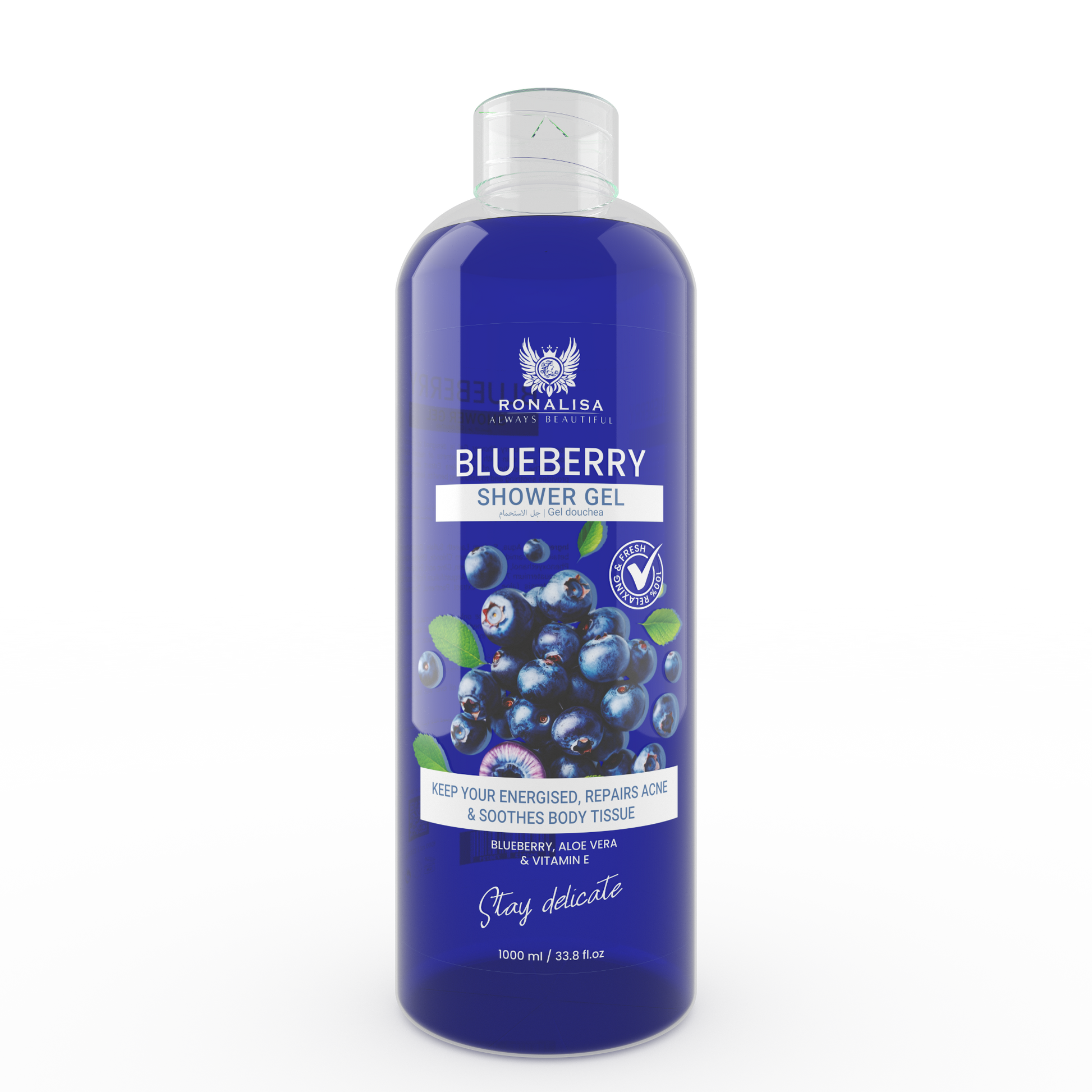 Experience a burst of freshness with Ronalisa Blueberry Shower Gel — a hydrating formula that gently cleanses, nourishes, and revitalizes your skin.