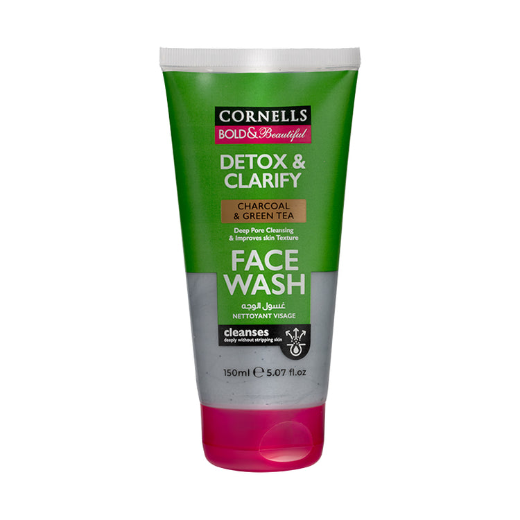 CORNELLS BOLD & BEAUTIFUL DETOX & CLARIFY CHARCOAL & GREEN TEA FACE WASH - 150ML