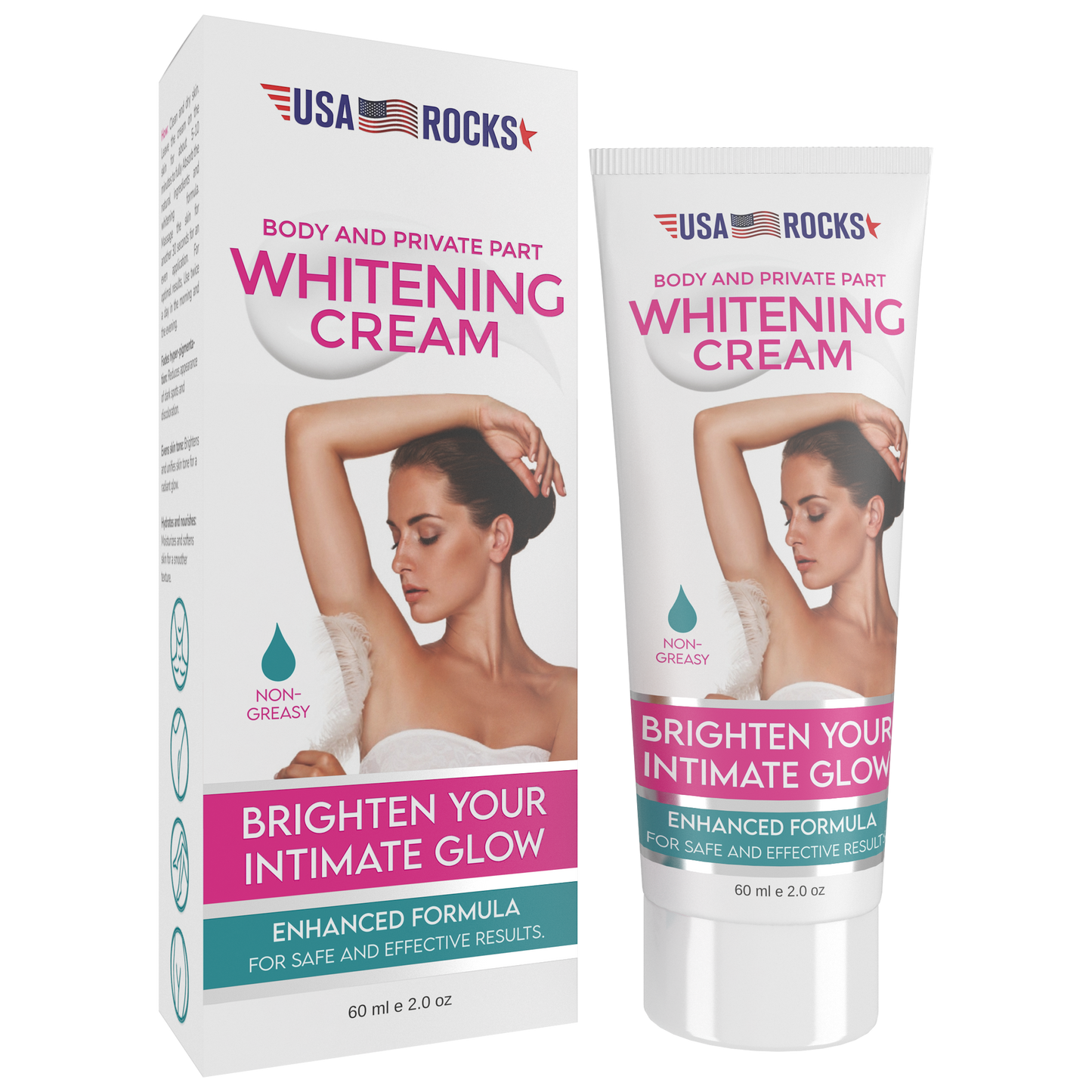 USA ROCKS WHITENING CREAM - INTIMATE GLOW 60ML