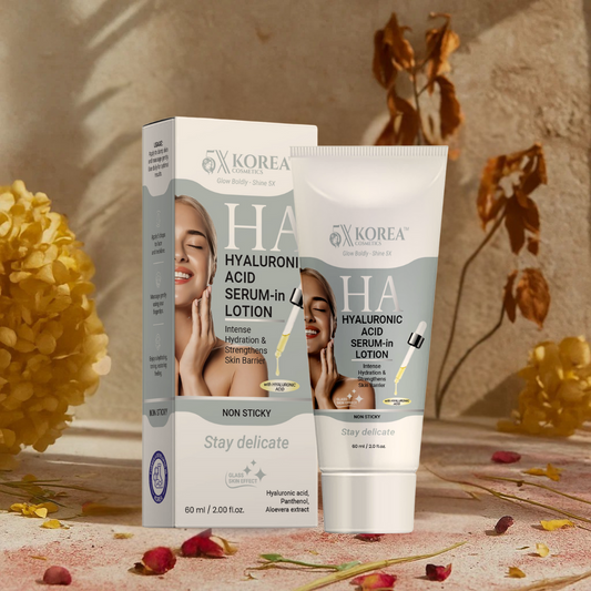 5X Korea Hyaluronic Acid Serum in Lotion for intense hydration and skin barrier repair with ceramide and botanicals