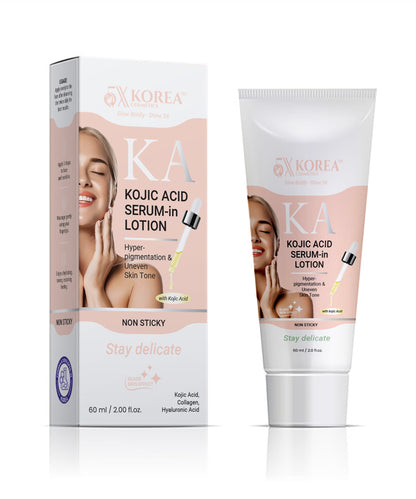 lightweight brightening serum texture with kojic acid for dark spot correction and hydration