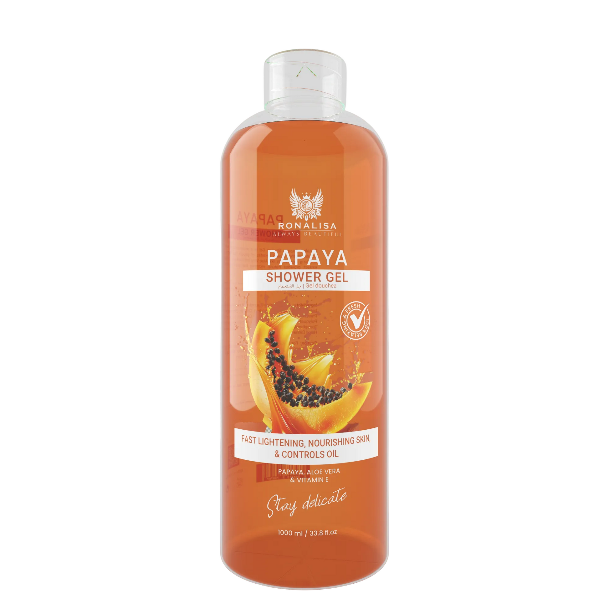 Ronalisa Papaya Shower Gel — a refreshing formula that gently exfoliates, hydrates, and brightens your skin