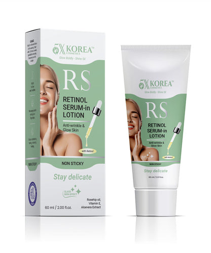 5X Korea Retinol Serum in Lotion — a powerful anti-aging formula designed to smooth wrinkles, improve texture, and restore youthful radiance.