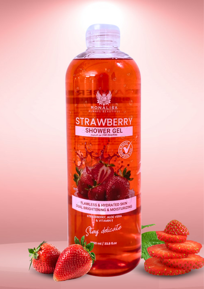 Ronalisa Strawberry Shower Gel — a fruity, hydrating formula that cleanses, nourishes, and revitalizes your skin