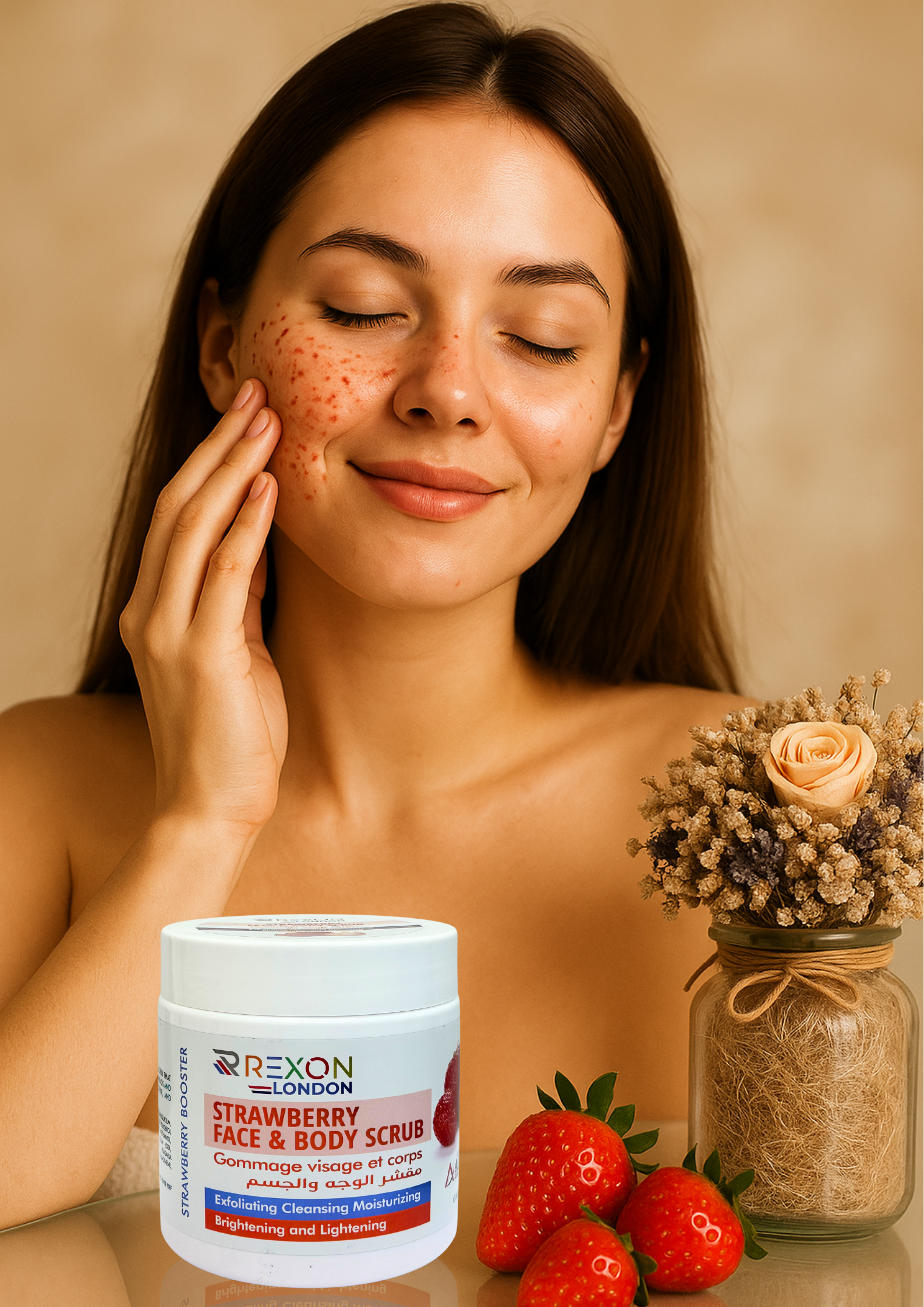 Strawberry Face & Body Scrub-500 Ml (Rexon)