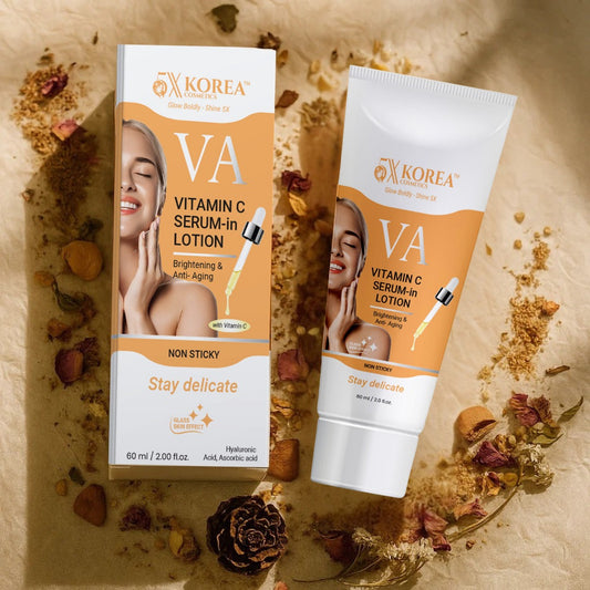 Brighten, smooth, and glow with 5X Korea Vitamin C Serum in Lotion — a powerful formula designed to reduce dark spots, boost radiance, and restore youthful skin