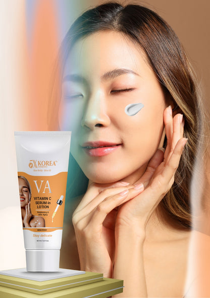 Revitalize dull, uneven skin with the 5X Korea Vitamin C Serum in Lotion, a multi-functional formula designed to brighten, hydrate, and improve overall skin health.