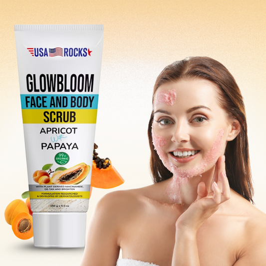 USA ROCKS FACE & BODY SCRUB - APRICOT WITH PAPAYA